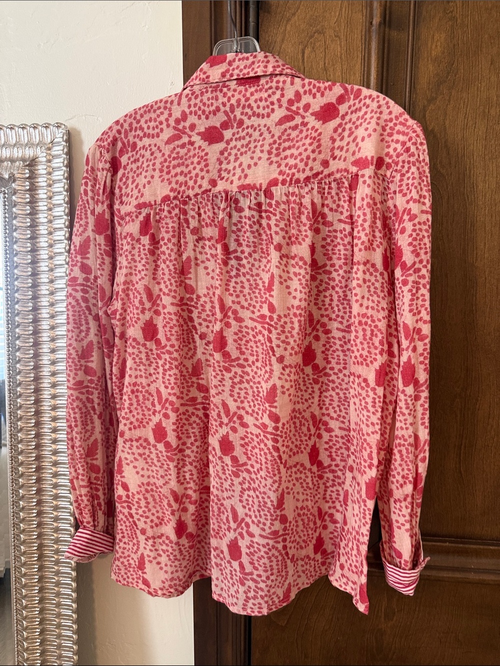 Maison Hotel Rose-Pink Printed Button-Down Blouse - Picture 3 of 6